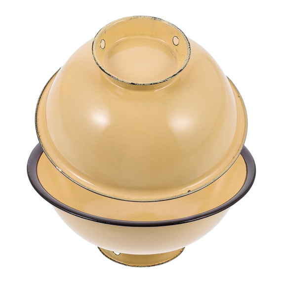 FOMIYES Set of 2 Yellow Enamel Prep Bowls for Kitchen Storage, Mixing and Serving Bowls 16x16x7 Inches