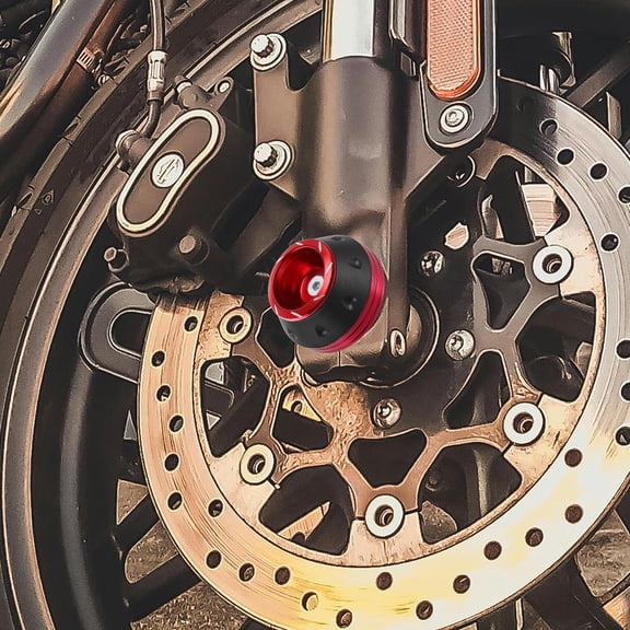 FOMIYES 2Pcs Red Aluminum Alloy Fork Frame Sliders For Motorcycle Front Wheel Crash Protection 11.8X11.8X0.8In