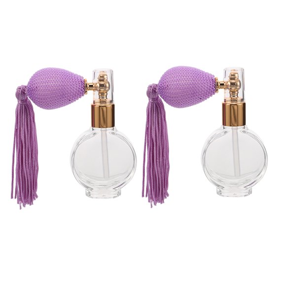 FOMIYES 2Pcs Refillable Purple Atomizer Bottle with Unique Tassel for Easy Powder Dispensing