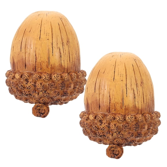 FOMIYES 2Pcs Resin Fake Acorns Light Brown Autumn Decor for Home Thanksgiving Christmas Seasonal Accents