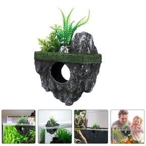 FOMIYES 2-Pack Resin Floating Aquarium Rocks with Natural Texture for Fish Landscape Decoration