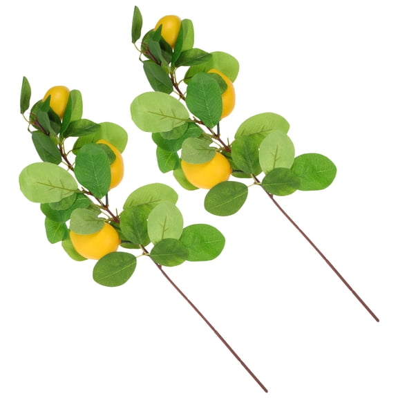 FOMIYES Artificial Lemon Stems Simulated Lemon Sticks Yellow Foams 2Pcs