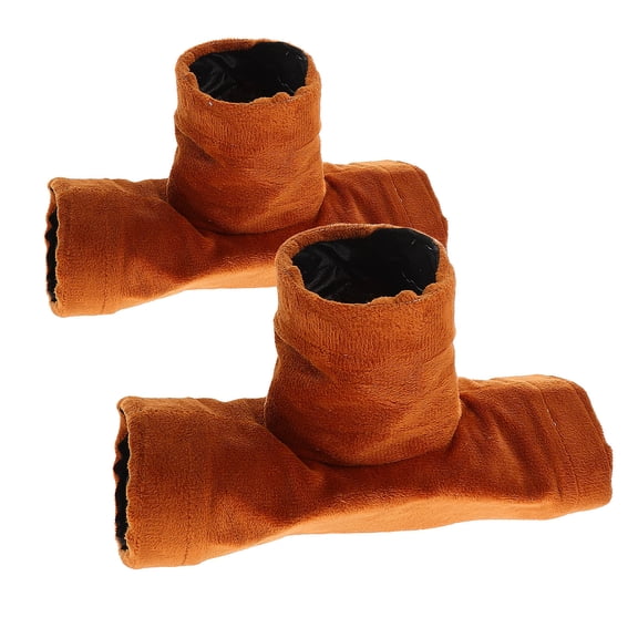 FOMIYES 2Pcs Small Pet Nest Brown Polyester 3 Way Tunnel Hideout for Hamsters and Squirrels