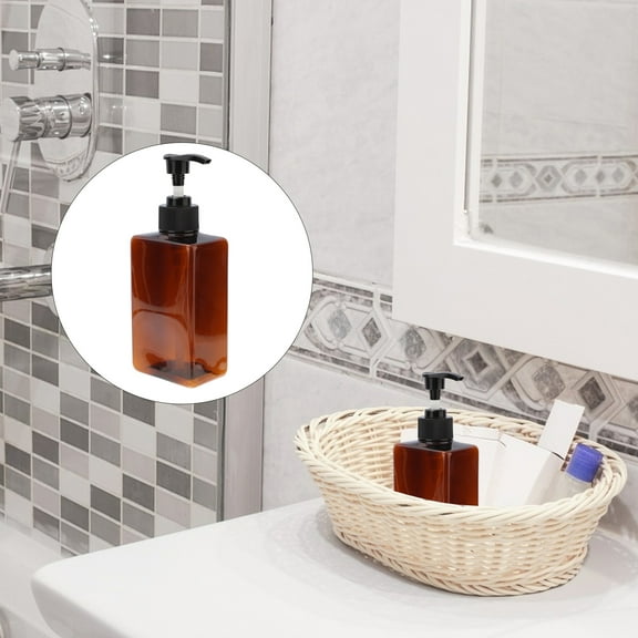 FOMIYES 2Pcs Soap Pump Dispenser Lotion Pump Square Brown 11.8X2.6X1.7in