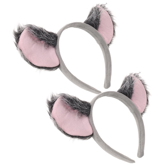 FOMIYES 2 Pcs Soft Gray Plush Koala Ear Headbands, Flexible Animal Ears Hair Hoops for Costume Cosplay Party Photo Props