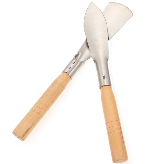 FOMIYES 2Pcs Stainless Steel Garden Hand Trowel with Wooden Handle for Flower Planting and Weeding