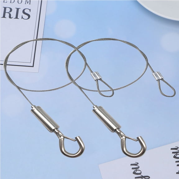 FOMIYES 2Pcs Stainless Steel Hanging Cable Wire Silver for Banner Display and Light Box Hanging