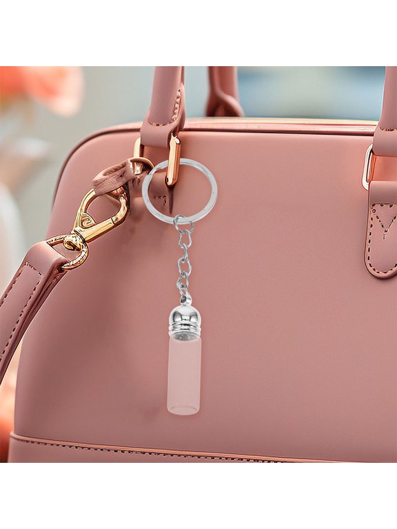 2Pcs Versatile Glass Bottle Keychains with Message Pendant for Bag and Travel Accessories