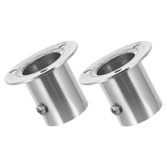 FOMIYES 2Pcs Silver Closet Rod Socket Stainless Steel Wall Mount Bracket for Wardrobe Organization