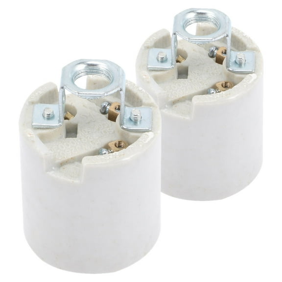 FOMIYES 2Pcs White Ceramic Lamp Sockets E26 Screw Socket for Home and Office Lighting
