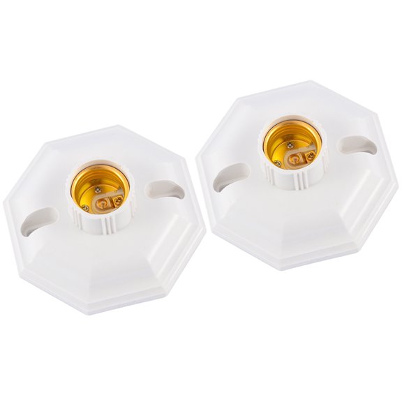 FOMIYES 2Pcs White Octagon E27 Lamp Holder Adapter with Screw Terminals for Indoor Lighting
