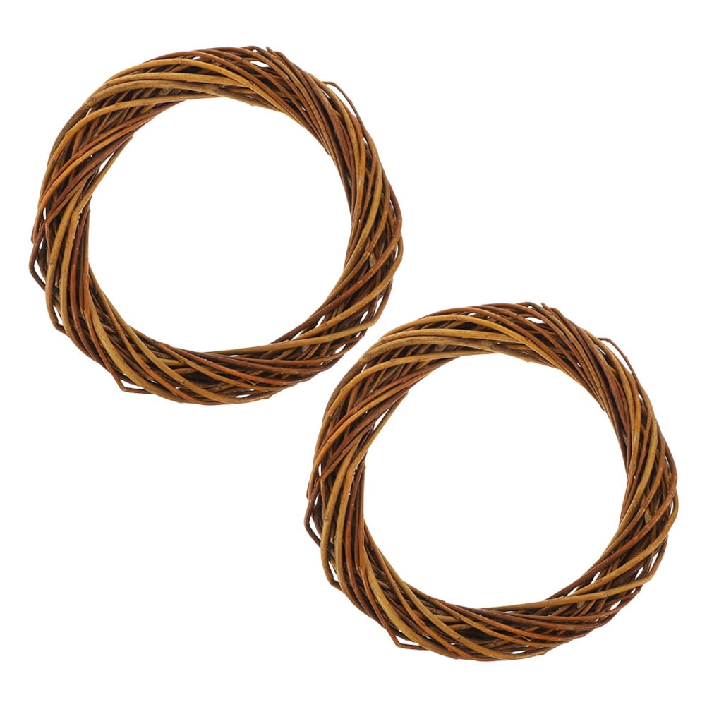 FOMIYES 2Pcs Wicker Wreaths for Kitchen Cabinets Light Brown Round ...
