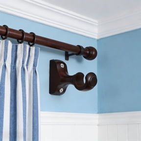 FOMIYES 2-Pack Brown Wood Curtain Rod Brackets for Window and Door Rod Support Hardware