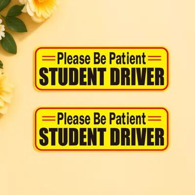 FOMIYES 2Pcs Yellow Reflective Magnetic Car Sticker Decal for New Driver Vehicle Use