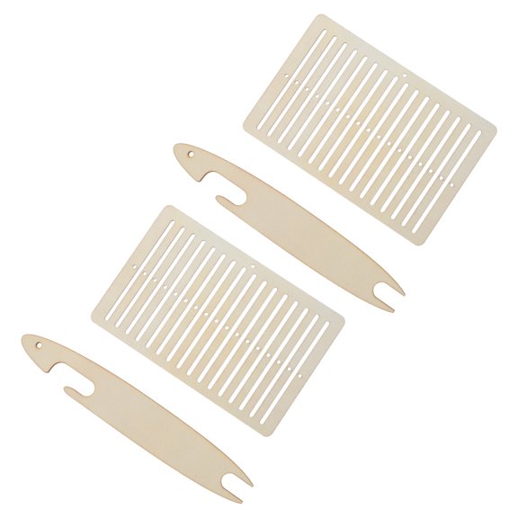 FOMIYES 2Set Wooden Hand Loom Kit with Shuttle for Craft Bracelet Weaving Projects