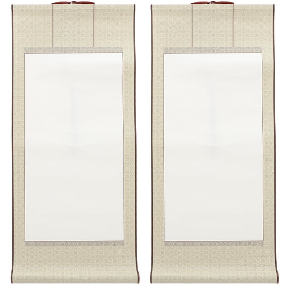 FOMIYES 2-Pack Blank Paper Scroll Hanging Scrolls for and Writing, Beige Office Wall Decor