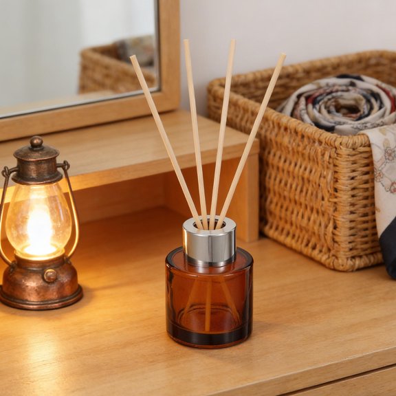 FOMIYES 2pcs Brown 50ml Glass Diffuser Bottle Replacement for Essential Oils