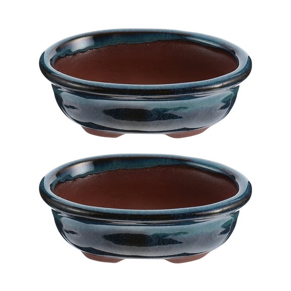 FOMIYES 2pcs Ceramic Glazed Planter Flower Pot Chinese Style Vase Fleshy Flower Pot