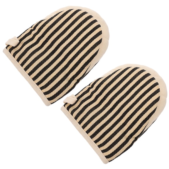 FOMIYES 2pcs Insulated Oven Mitts with Micro Duckbill Design, Black Cotton