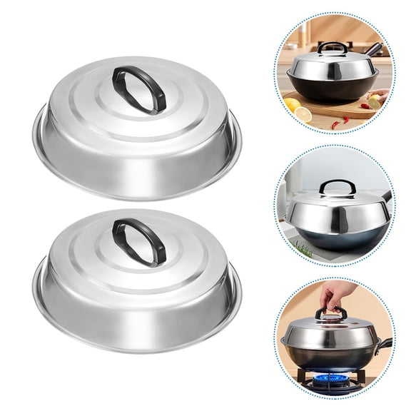 FOMIYES 2pcs Metal Lid for Cooking Pots Multi-function Kitchen Accessory