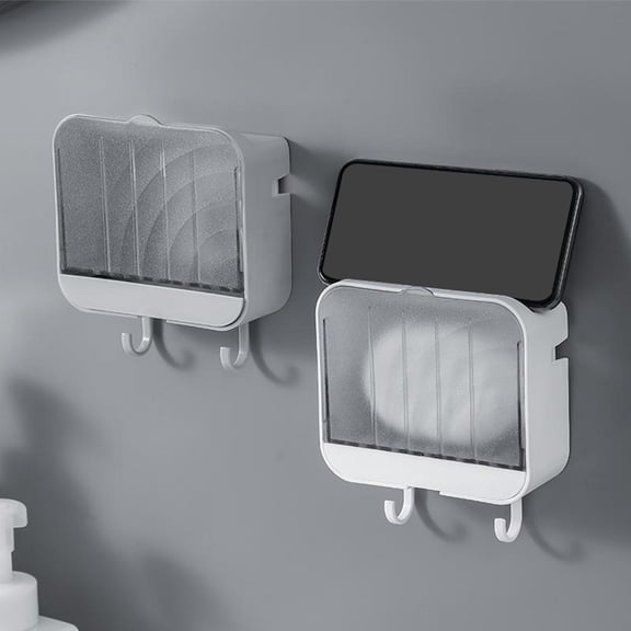 FOMIYES 2pcs Soap Drainage Rack Light Grey PP Waterproof with Hook for Bathroom Use