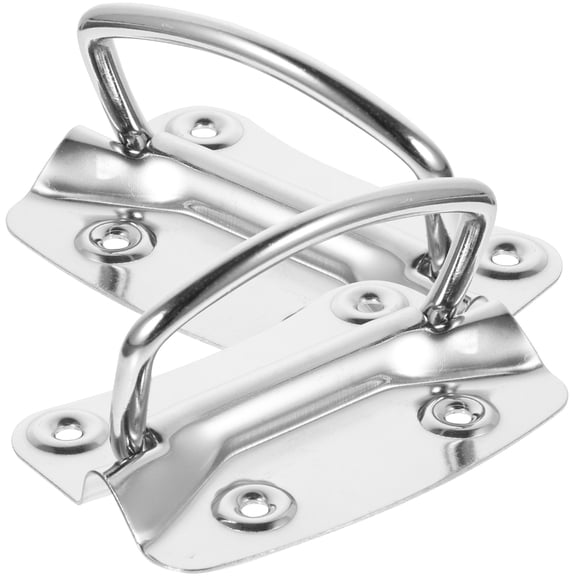 FOMIYES 2Pcs Plated Silver Stainless Steel Drawer Pull Handles with Large Ring for Heavy Duty Use