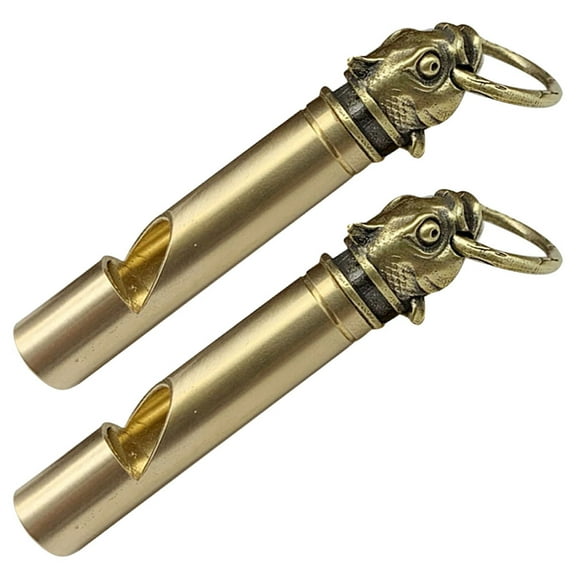 FOMIYES 2pcs Versatile Brass Whistle Keychains Emergency Whistle Brass Camping Whistle Brass Craft Whistle Metal Whistle Hiking Whistle