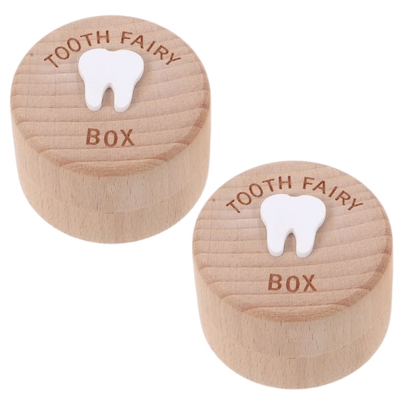 FOMIYES 2pcs Wooden Tooth Keepsake Box, Lost Teeth Storage Organizer