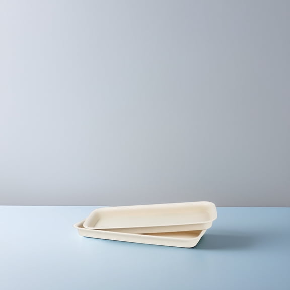 FOMIYES Rectangle Plant Tray Beige Anti-Slip 3Pcs 13.4X5.5X1.2In