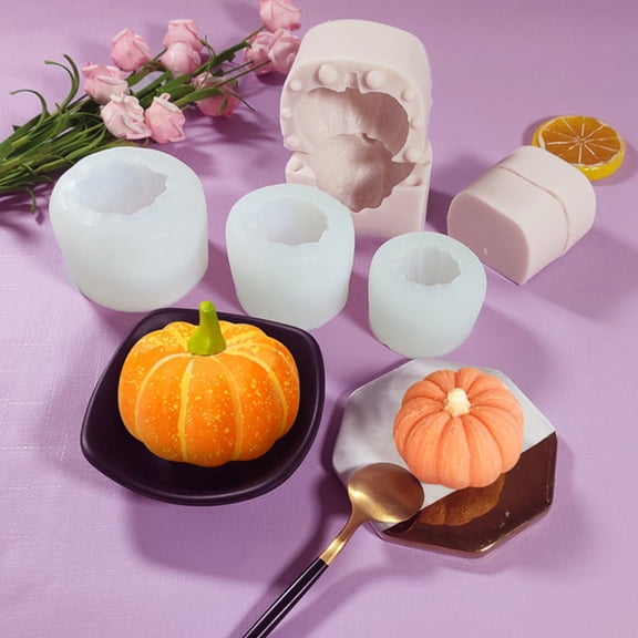 FOMIYES 3-Piece White Silicone 3D Pumpkin Cake Mold Set for Baking
