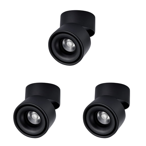 FOMIYES Adjustable LED Spotlight Aluminum Circular Track Lighting Head 3Pcs 3.9In