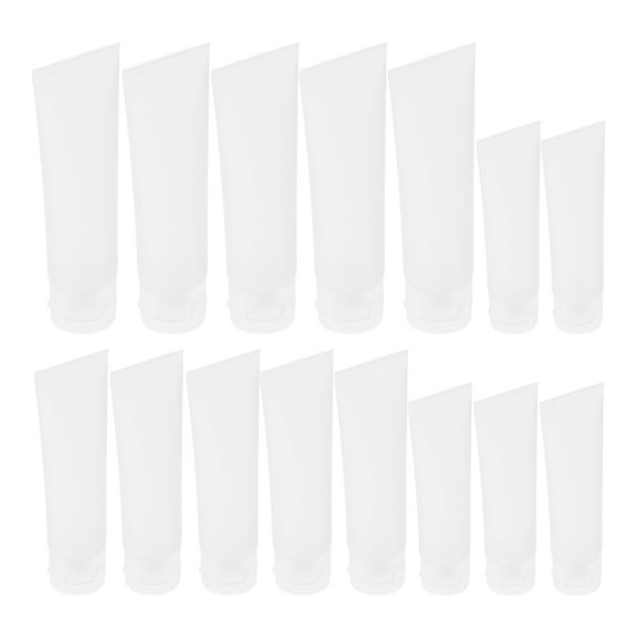 FOMIYES 30Pcs Refillable Toothpaste Tubes Transparent Frosted Travel Containers with Flip Cap
