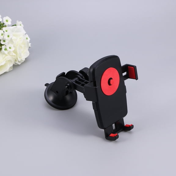 FOMIYES 360 Degree Rotatable Red Car Phone Holder Suction Cup Stand for Windshield and Desk