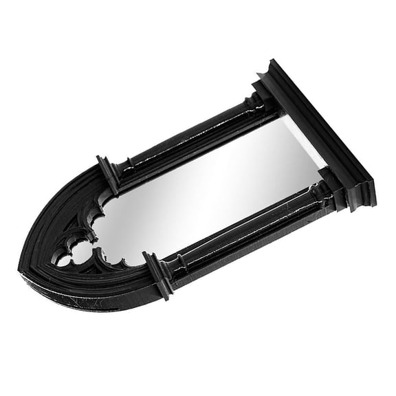 FOMIYES Arched Faux Window Mirror Decor, Black Plastic Wall Hanging Ornament