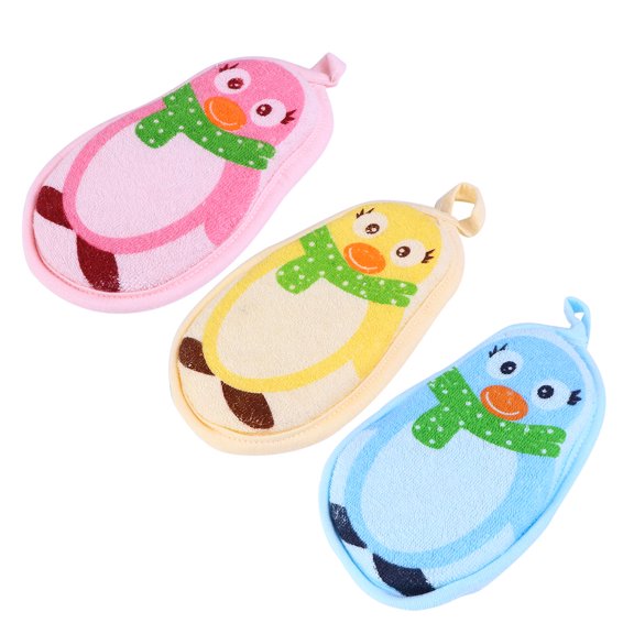 FOMIYES 3Pcs Bath Sponge with Sling Design Ergonomic Hold Assorted Color for Bathroom Use