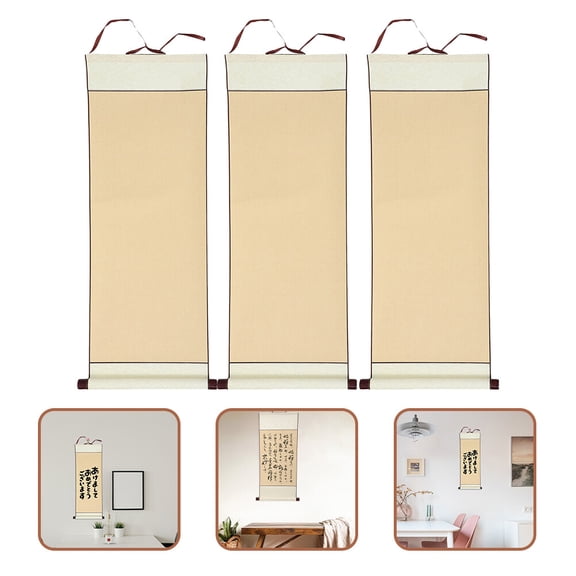 FOMIYES 3Pcs Vintage Light Yellow Scroll Paper for Calligraphy Painting and Home Display