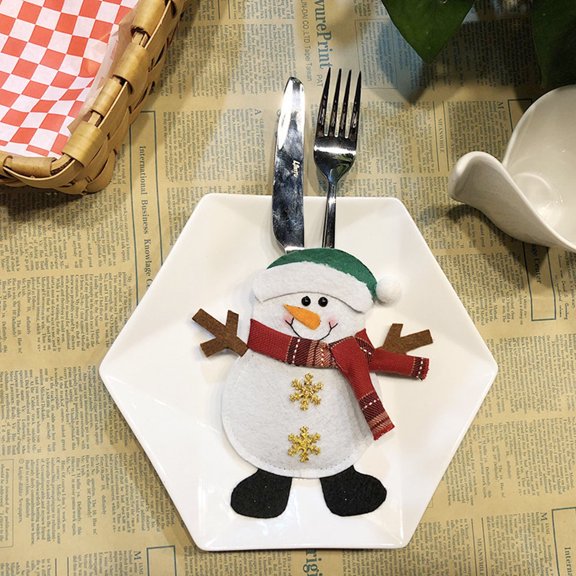 FOMIYES 3Pcs Christmas Tableware Holder Assorted Color Cutter Fork Bags Reusable for Dinner Table