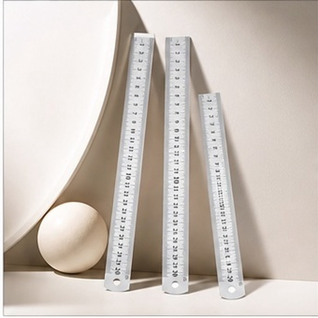 FOMIYES 3Pcs Plated Silver Metal Rulers Straight Ruler with Clear Scale ...