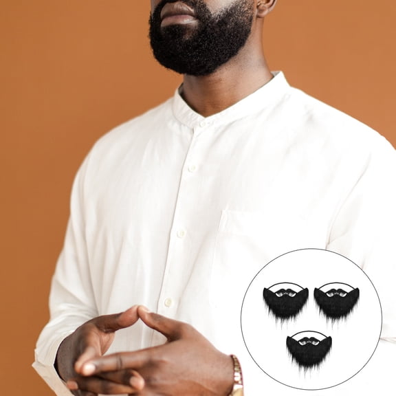 FOMIYES 3Pcs Fake Beard for Costume with Black Cloth for Dress Up Parties