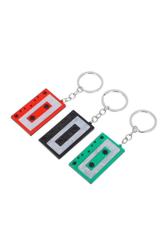 3Pcs Geometric Acrylic Vintage Tape Keychains Assorted Color Retro Style for Decor
