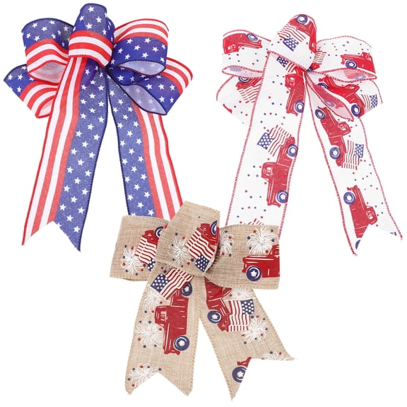 FOMIYES Independence Day Bow Decor Assorted Color Cloth for Pet 3Pcs