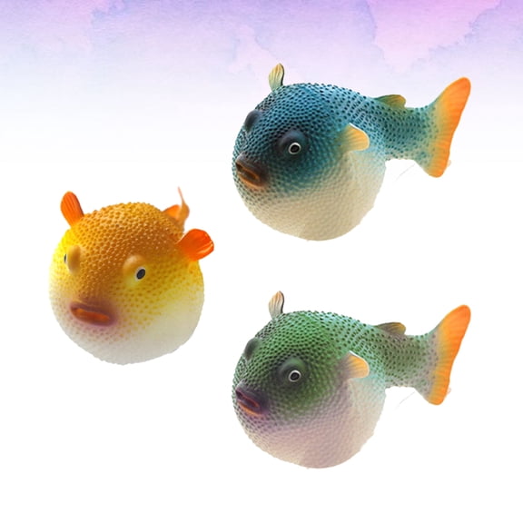 FOMIYES 3-Pack Puffer Fish Aquarium Decorations, Realistic Simulation Ornaments in Assorted Colors, Safe for Freshwater and Tanks