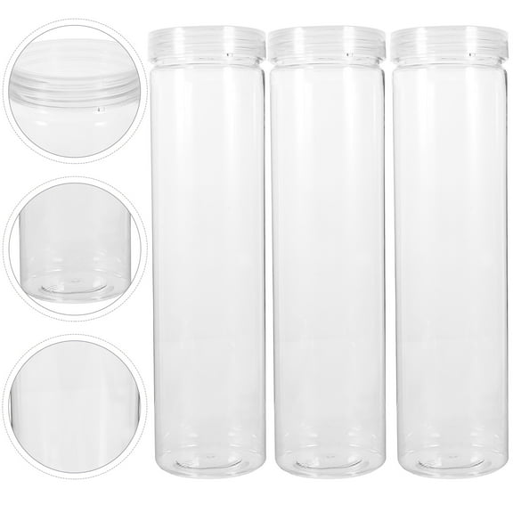 FOMIYES 3Pcs Storage Containers Sealed For Food Air Tight Clear Plastic Round Kitchen Organization 24.5In Tall