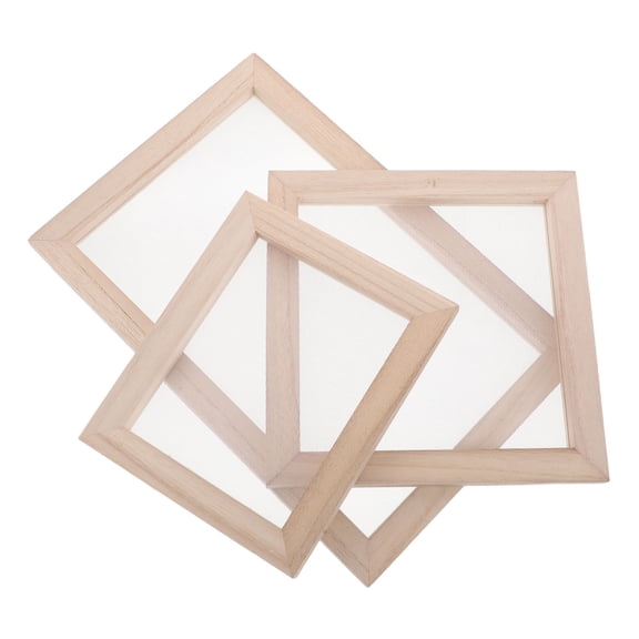 FOMIYES 3Pcs Wooden Deckle Mold Set for Papier Making with Mesh Screen in Beige