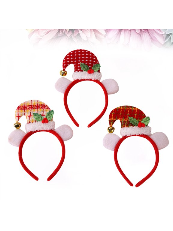 3pcs Christmas Headband Set, Creative Flannelette Hat Hair Hoop