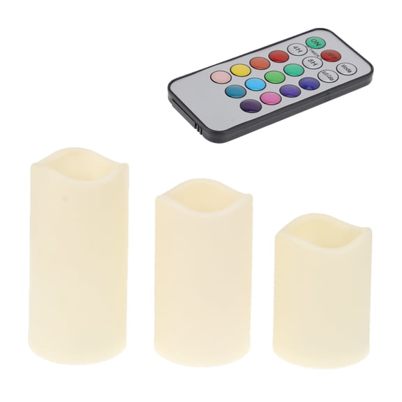 FOMIYES 3pcs LED Candles Flickering Pillar Flameless Candle Battery Operated Candles with