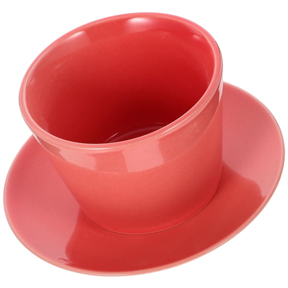 FOMIYES 4.7X4.7X2.6In Ceramic Coffee Cup Pink Design for Office 1Pcs