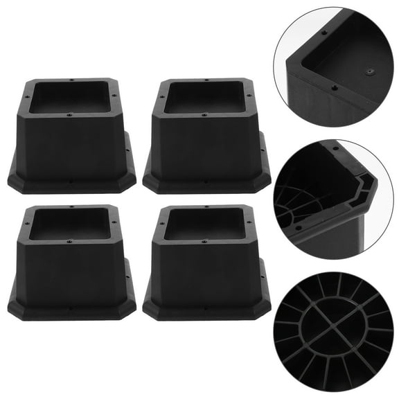 FOMIYES 4 Pcs Risers Feet Bed Mat Height Increasing Furniture 12X12X7CM Black