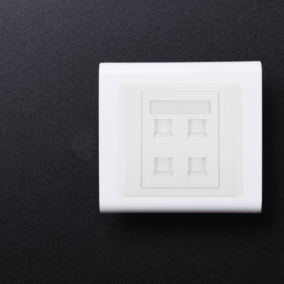 FOMIYES 4 Port Ethernet Outlet Panel Wall Socket Compatible with Standard Wall Boxes White