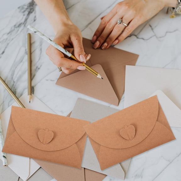 FOMIYES 40Pcs Small Kraft Envelopes Vintage Design for Writing Letters and